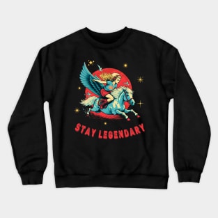 Stay Legendary - Retro Pegasus Magical Creature Flying Horse Crewneck Sweatshirt